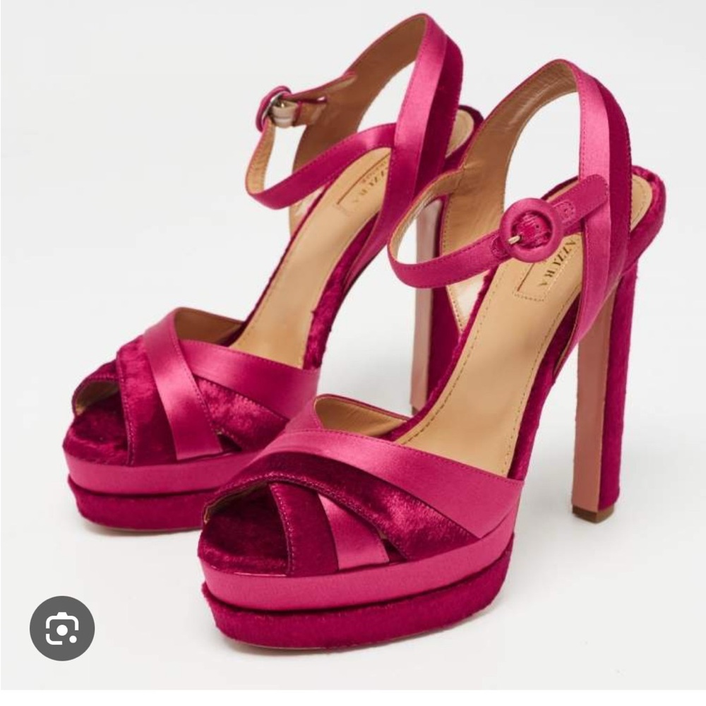 Aquazzura Velvet Satin Platform Heels 38 Full Set